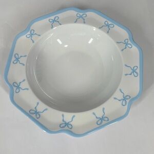 Shabby Chic Melamine Set of 3 blue Bows Coquette Scalloped Edge Dessert Bowls